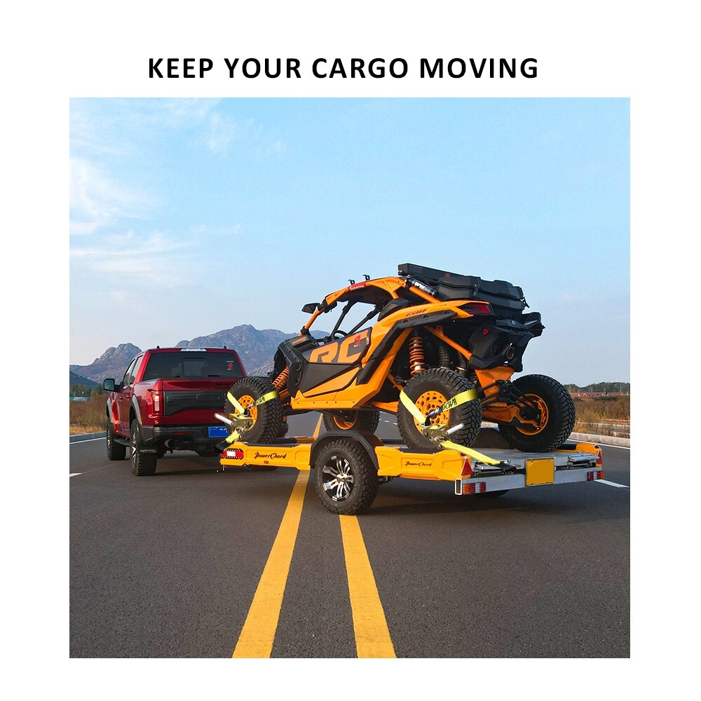 4 Packs Axle Straps with Flat Hook Car Trailer Hauler Ratchet Tie Down Strap