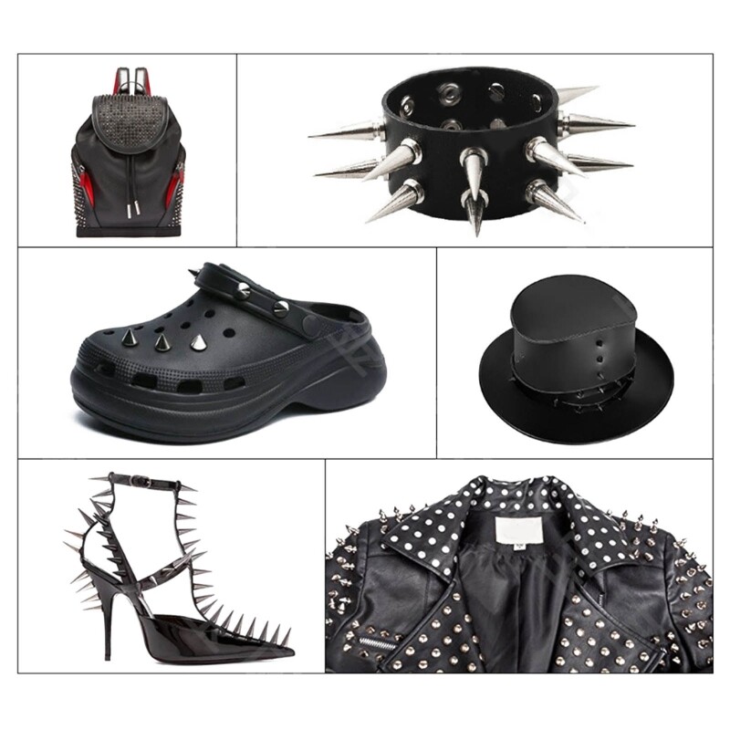 10-Pieces Multiple Sizes Cone Spikes Stud Rivets Metal Studs Punk Style