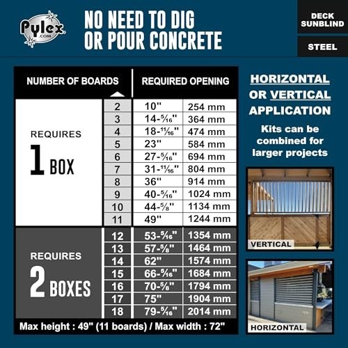 Deck Sunblind System Louvers Bracket Shutter Hardware Kit - Fits 11 Boards (48")