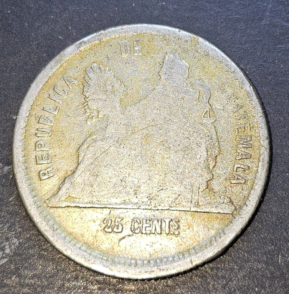 1888 E 25 Centavos Guatemala Silver Coin