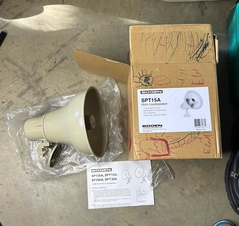 Open Box Bogen SPT15A Paging Horn Speaker | 25V/70V Constant Voltage System