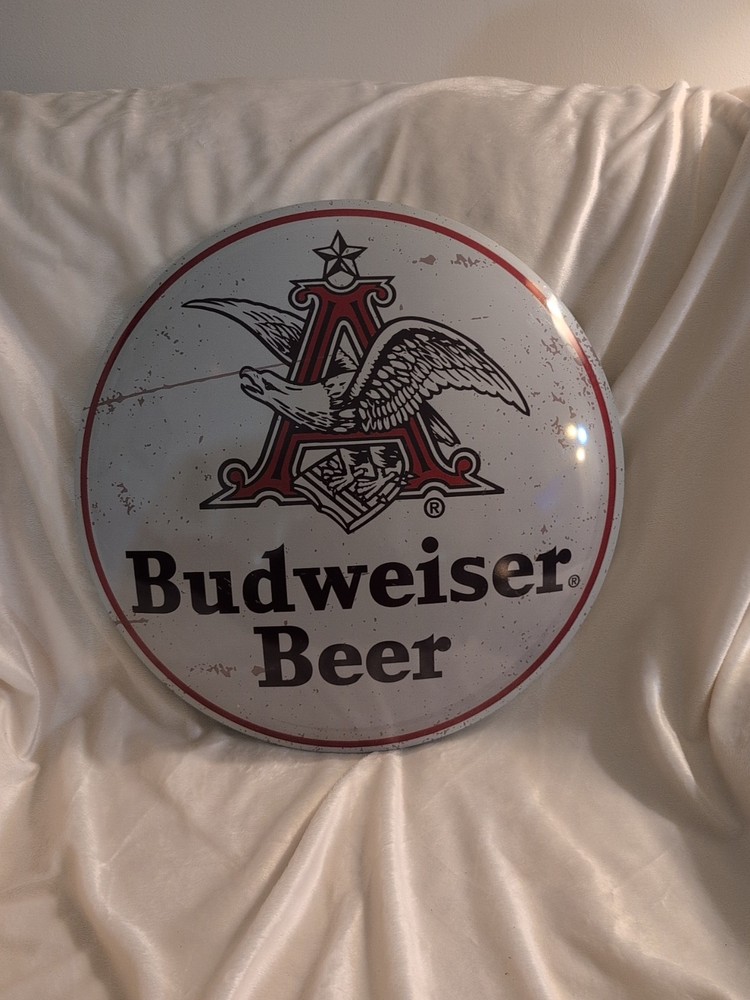 Budweiser Beer Round Metal Sign. 2016.