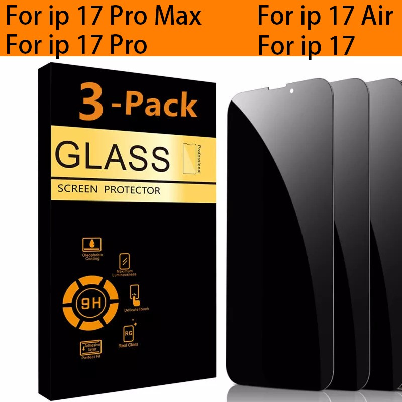 3 Pack for iPhone 17 Pro Max 17 Air Pro Privacy Tempered Glass Screen Protector