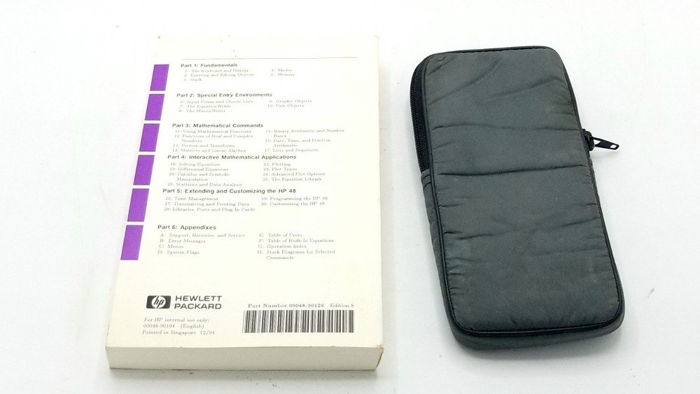 HP 48G Graphing Calculator + Case, Guide - For Parts