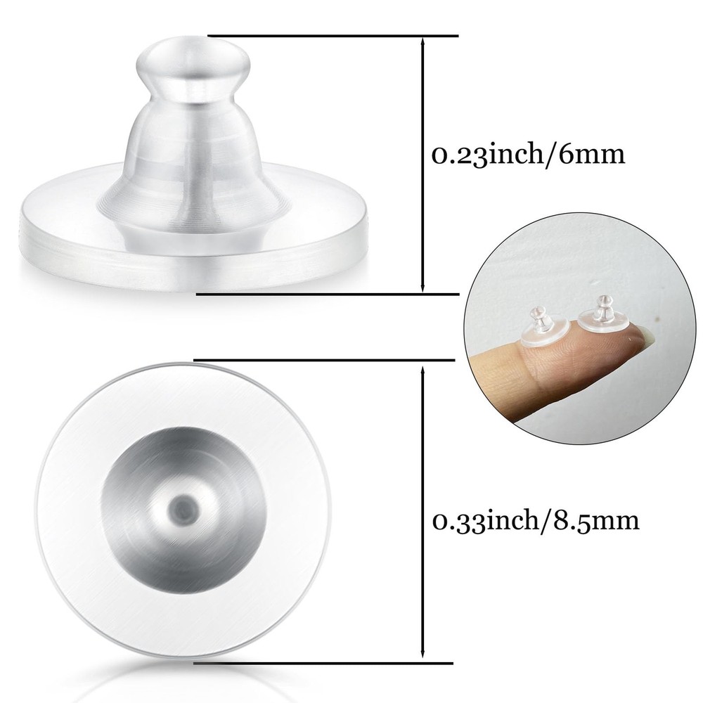 Earring Backs Rubber,100pcs Soft Clear 10MM, Silicone 100