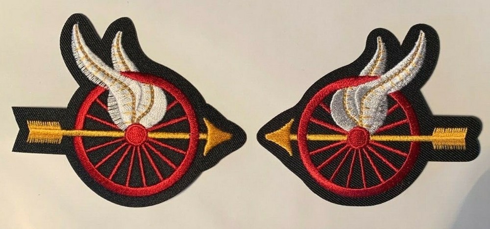 winged wheel patch arrow winged wheel patch motorcycle patch 3.5" two patches