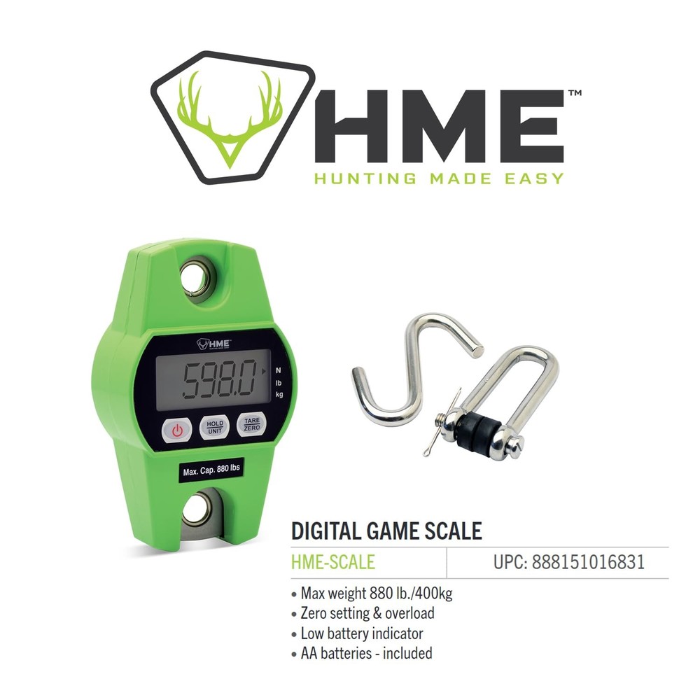 Durable Versatile Hunting Digital Hanging Scale w/Tare Function - 400 Kg/880 ...