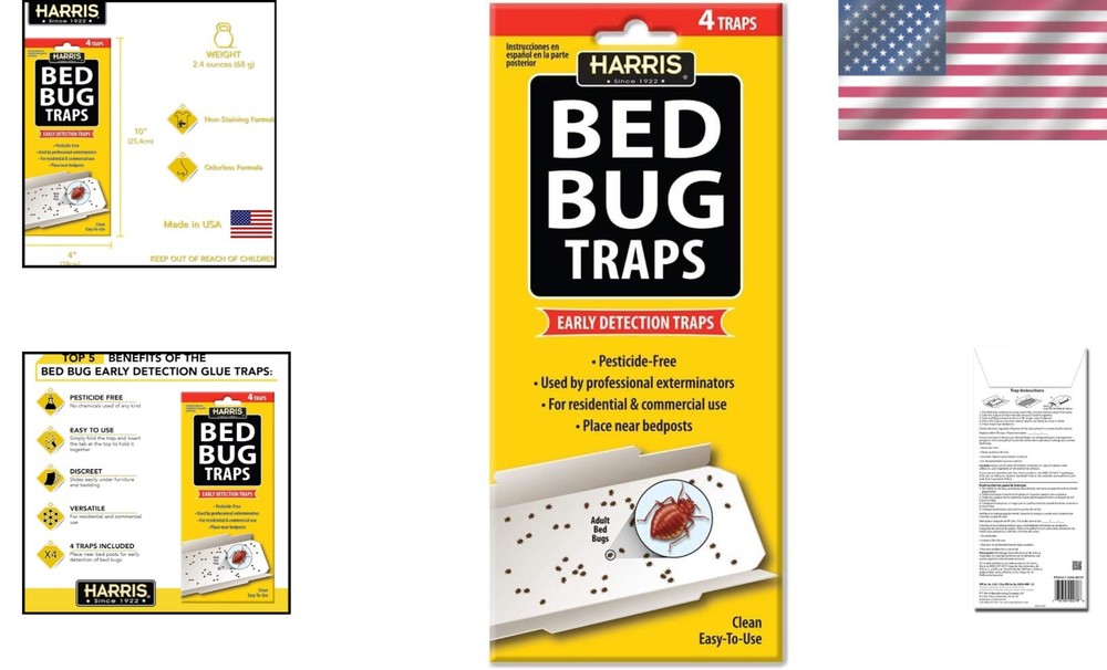 Harris Bed Bug Early Detection Glue Traps (4/Pack)
