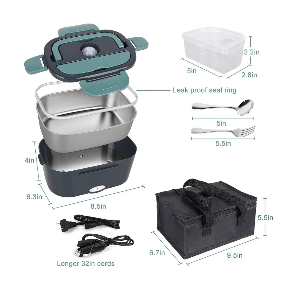 Zummy Electric Dual Function Heating Lunchbox with Leak Proof Seal Ring