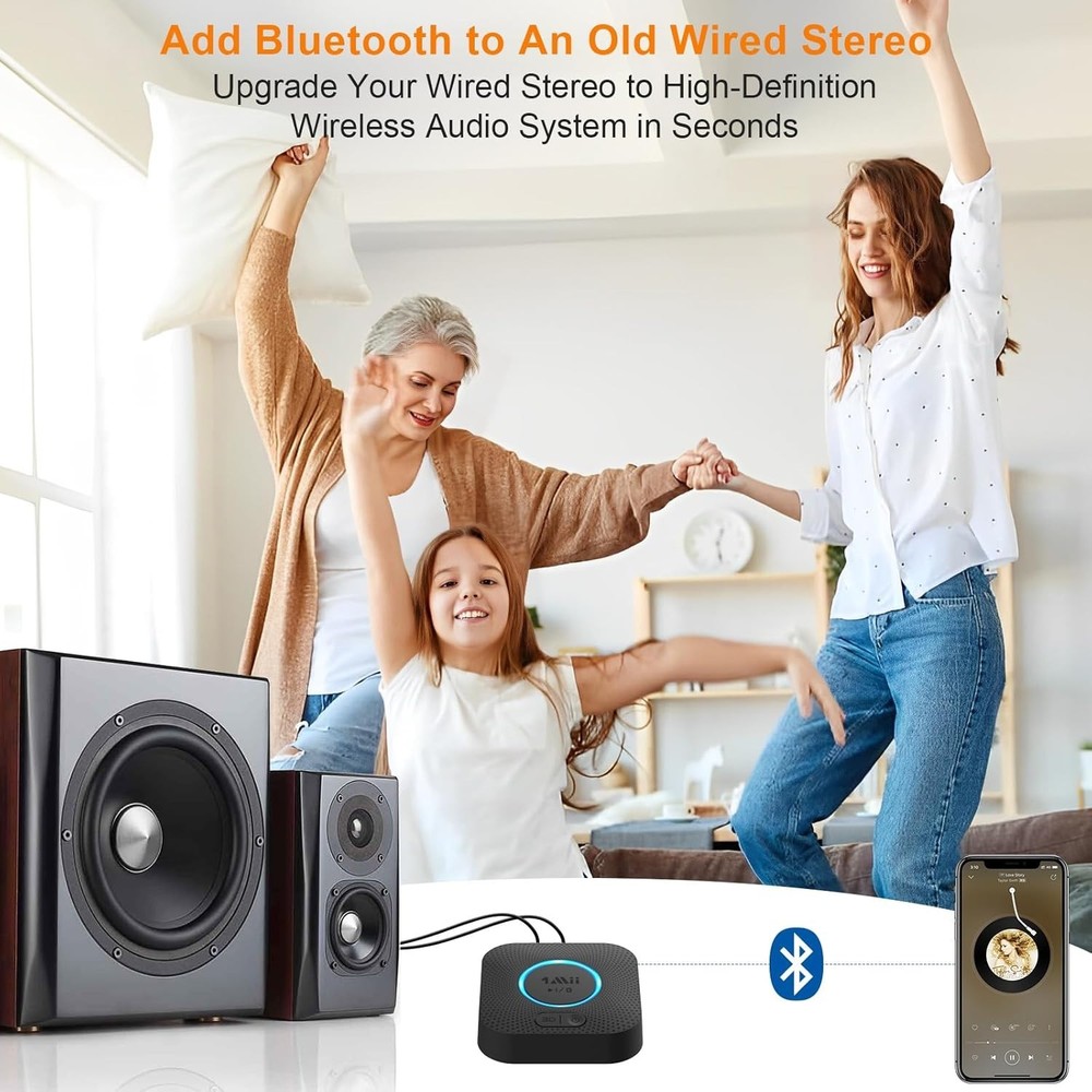 Versatile HiFi Bluetooth 5.3 Receiver - Effortless Audio Sharing & Voice Control