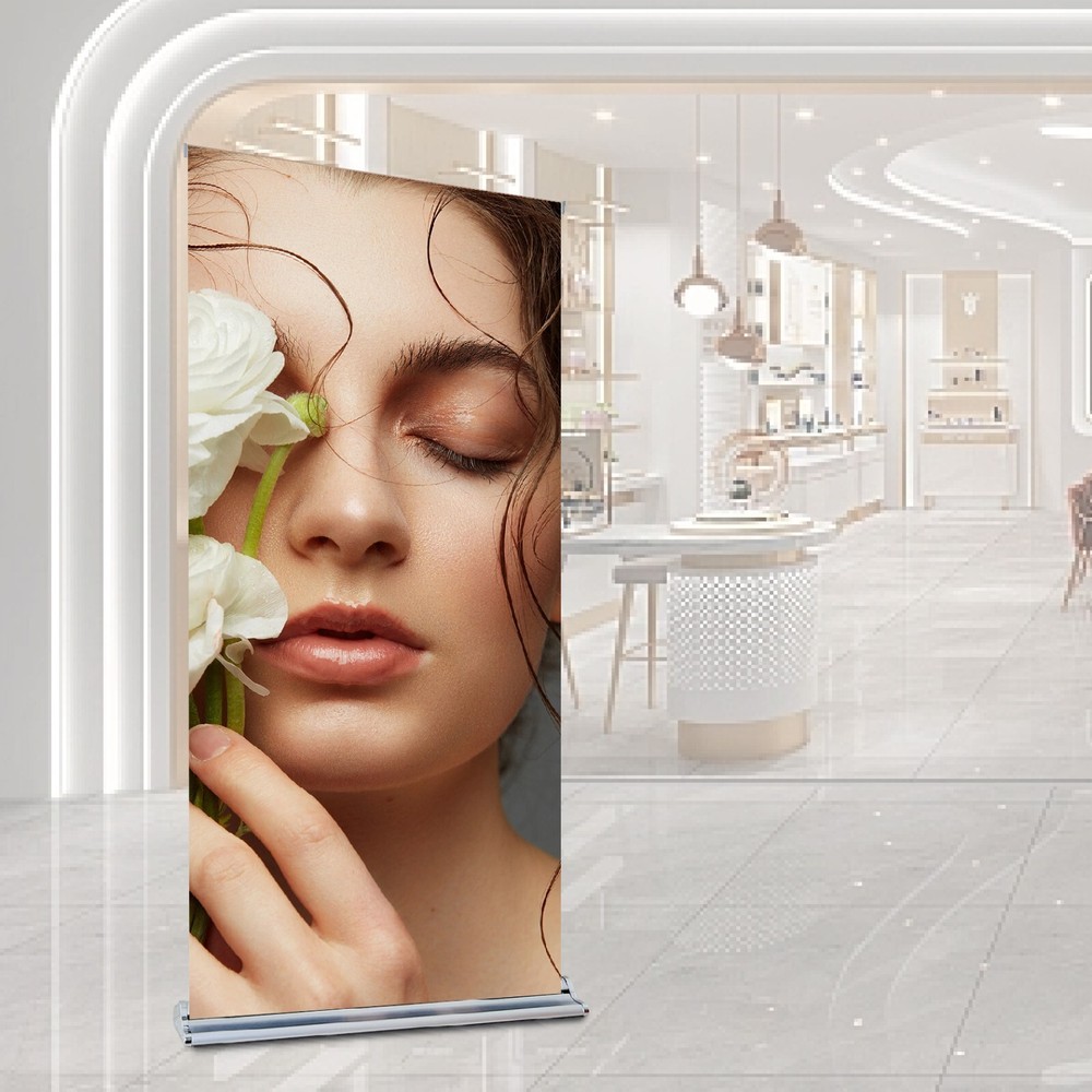 60"x65"-90" / PACK，Deluxe Retractable Roll Up Banner Aluminum Stand，Adjustable