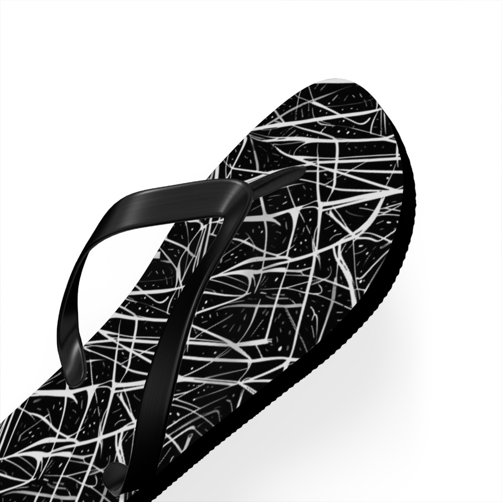 Black and White Grass Pattern Flip Flops, Summer Sandals, Beachwear