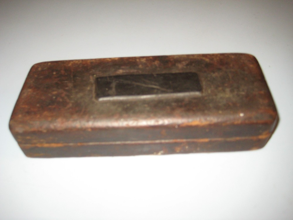 Antique Honing Sharpening Stone Knife Sharpener Kitchen Tool Wood Box Case