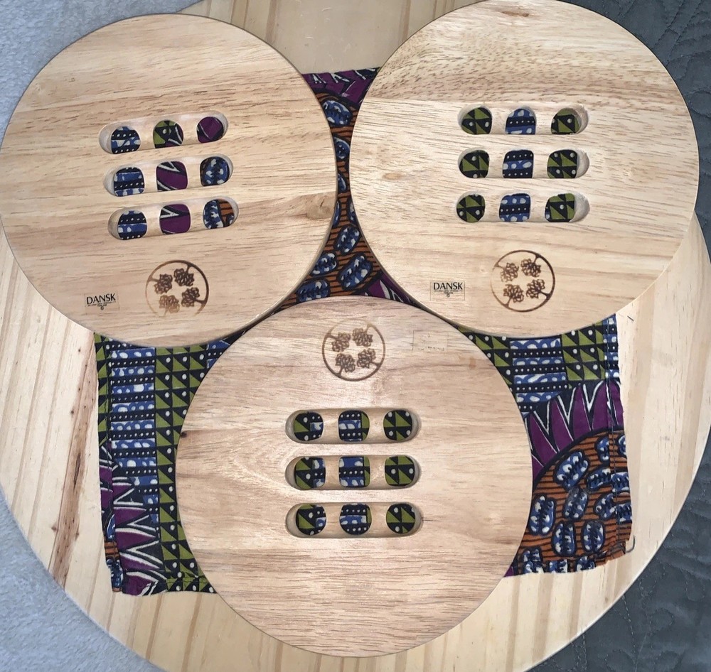 3 DANSK 8" Blond Wood Trivets