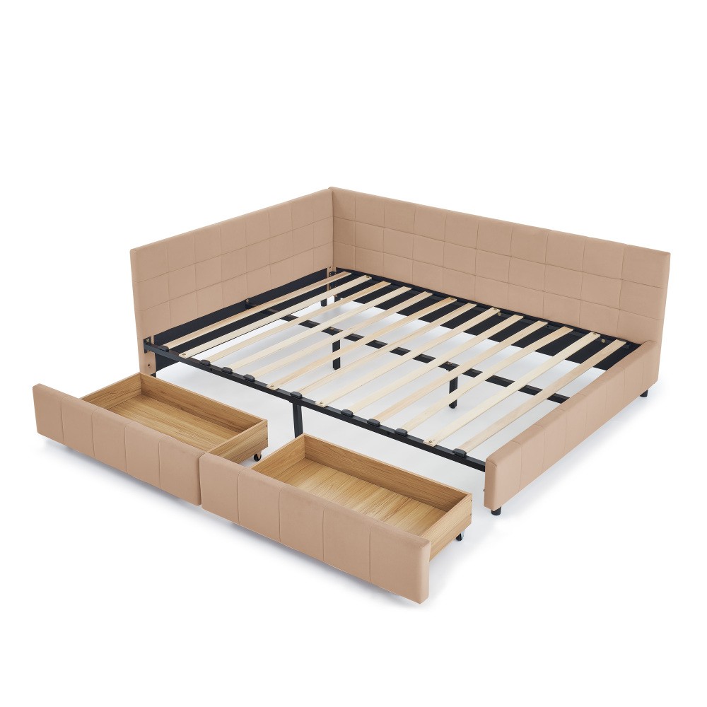 Queen Size Storage Upholstered Tufted Bed Frame, Sofa Bed Frame with Comfortable