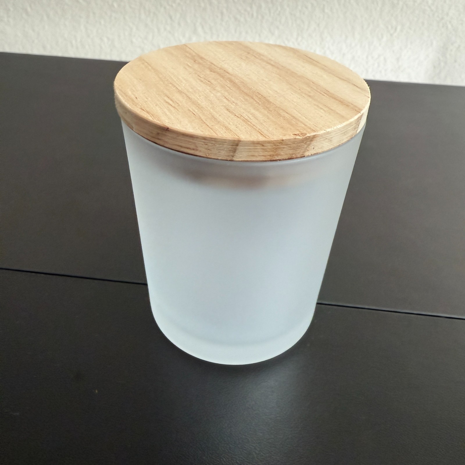 Frosted Clear Glass Candle Container With Wooden Lid Capacity 7 Oz Lot Of 12