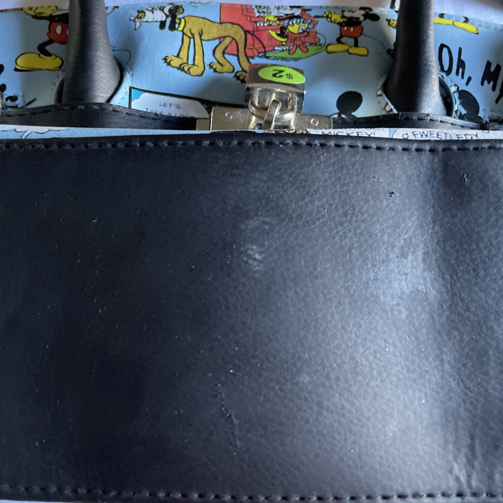 Disney Minnie & Mickey Mouse Lock & Key Satchel Purse Handbag Cartoon Comic Blue