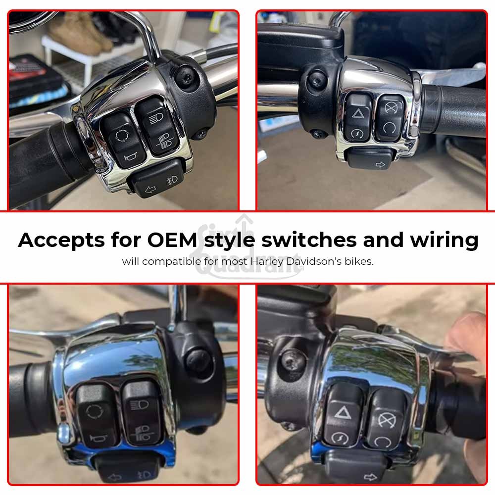Chrome Hand Control Switch Housing Covers Caps For Harley Softail Street Glide