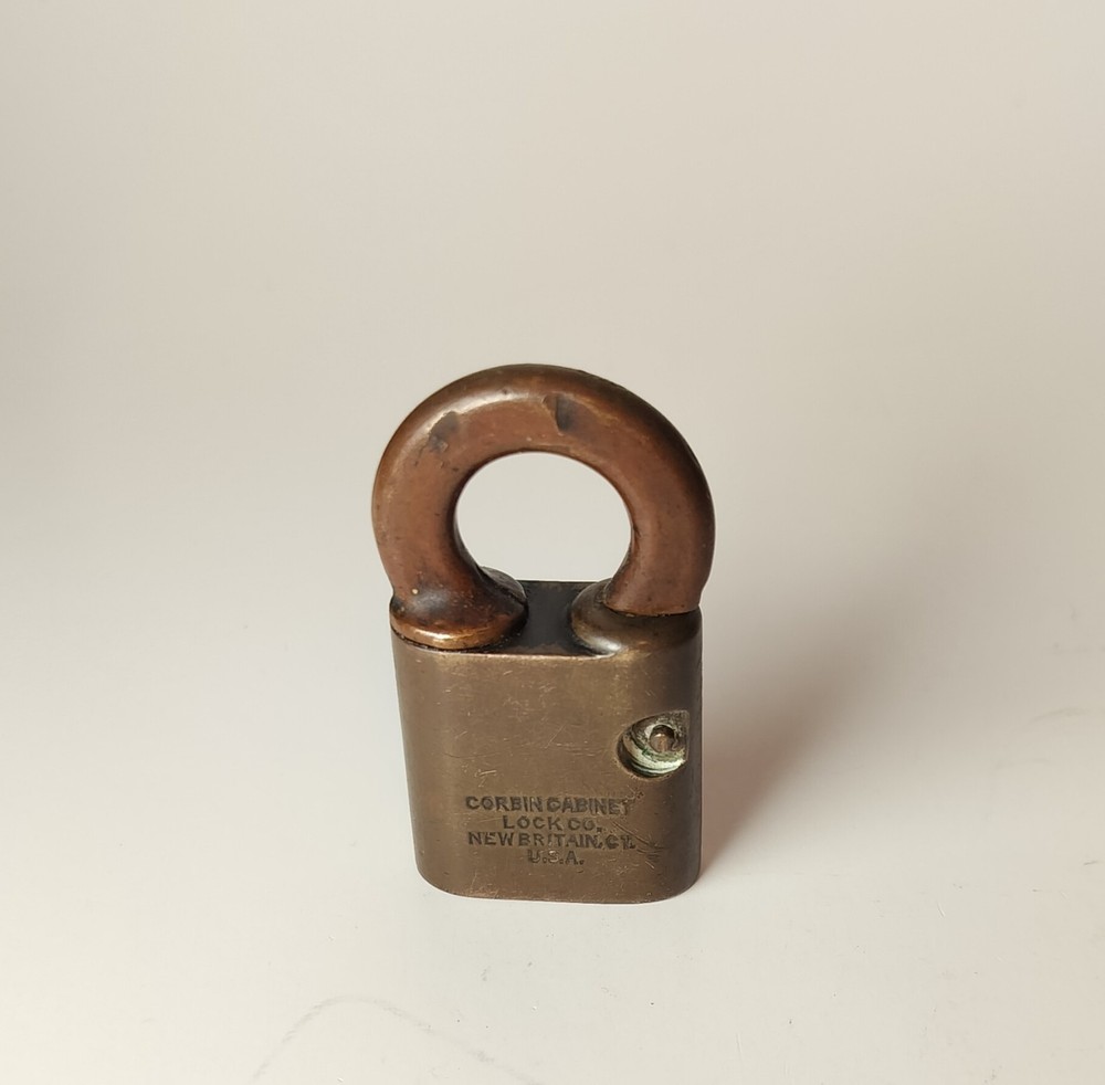 VTG 2" U.S. Navy Solid Brass USN Electric Padlock Working w/Key Corbin Lock Co.