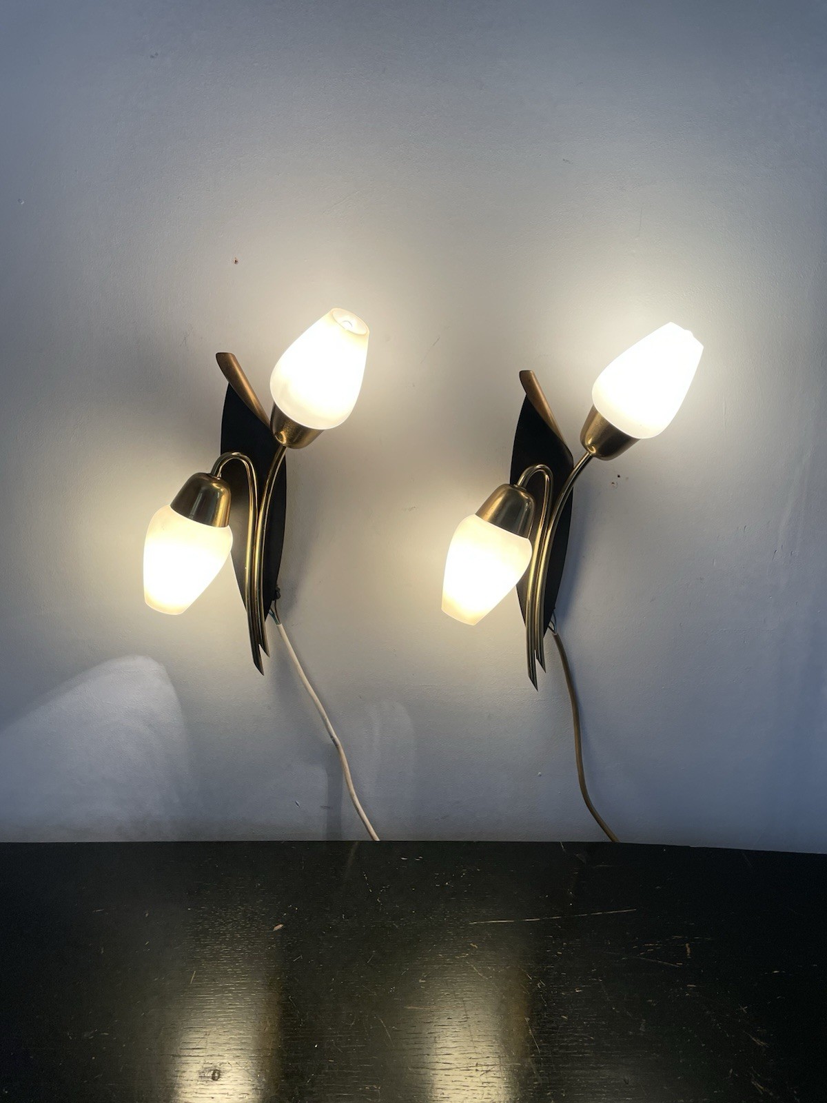 Vintage Mid-century Italian Double Sconces Wall Lights X2