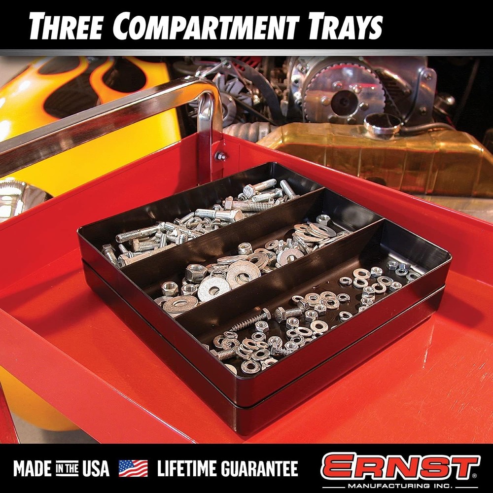 Stackable Organizer Tray with 3 Compartments - Heavy Duty Tool Storage Solution