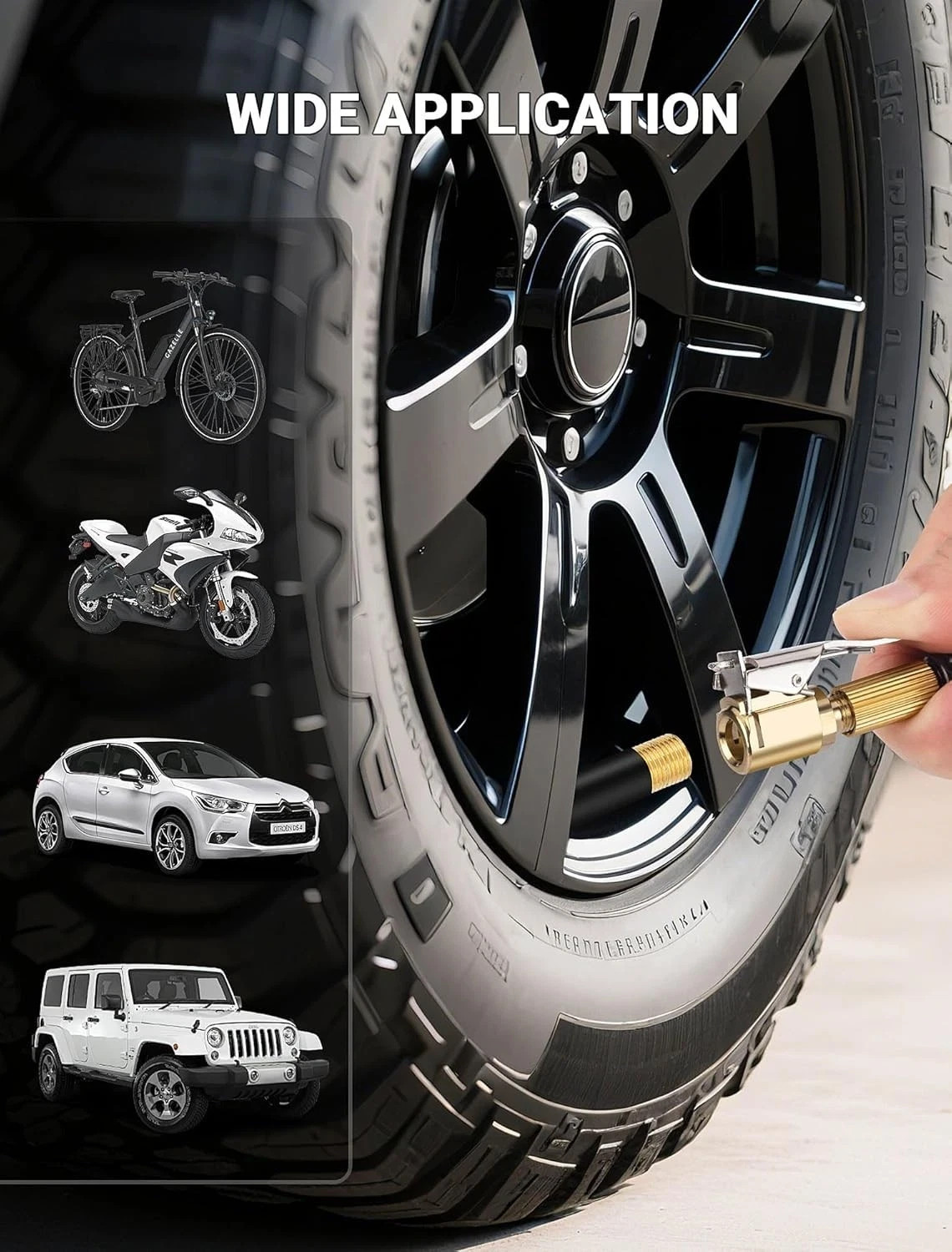 2-Pack Brass Tire Air Chuck, Locking Quick Connect Inflator Hose Adapter, No Lea