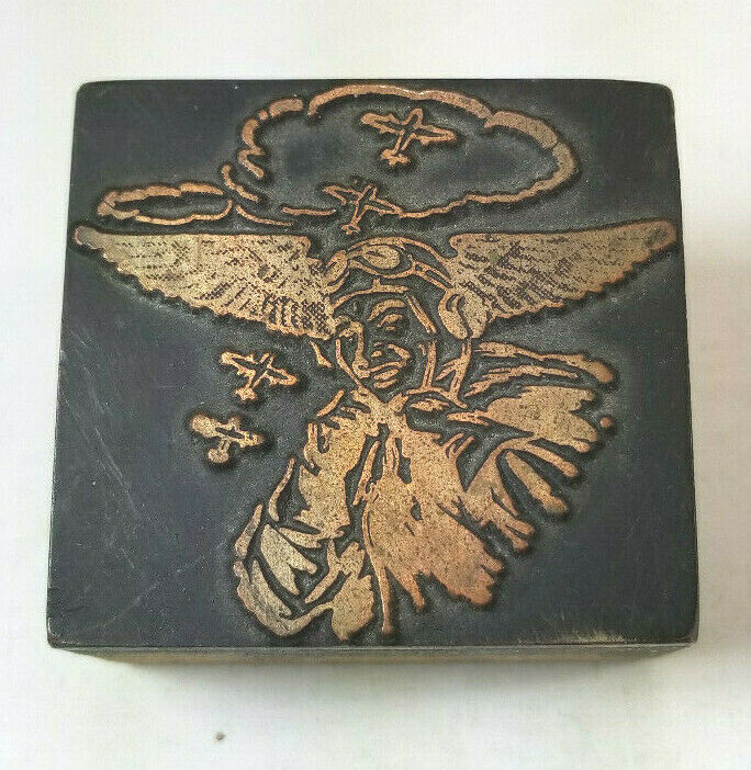 WWII Fighter Pilot Printing Block RARE