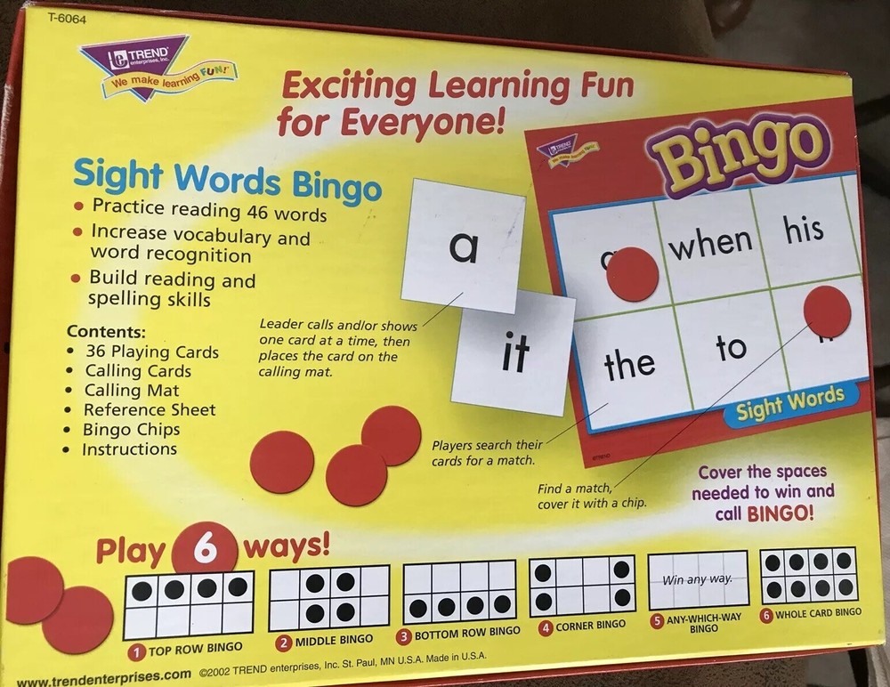 Sight Words Bingo