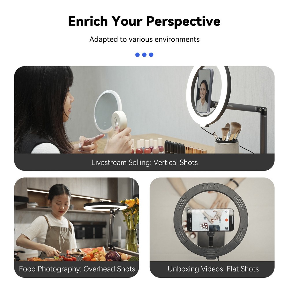 Mobile Video Live Broadcast Bracket Ring Fill Light Three Levels Remote Controll