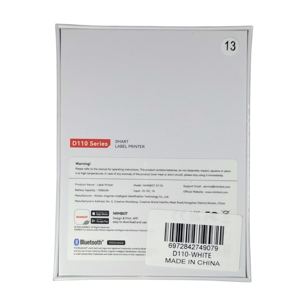 NIIMBOT D110 Wireless Thermal Label Maker Portable Bluetooth Sticker Printer