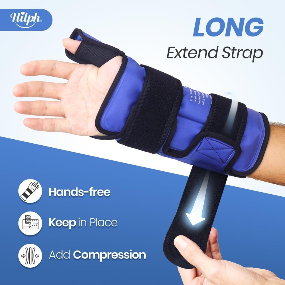 Hilph Wrist Ice Pack Wrap for Thumb & Hand & Arm with Large Extended Coverage, R