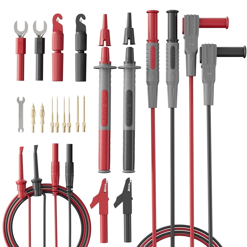 25-Piece Silicone Multimeter Test Lead & Back Probe Kit - Premium Modular Volt M