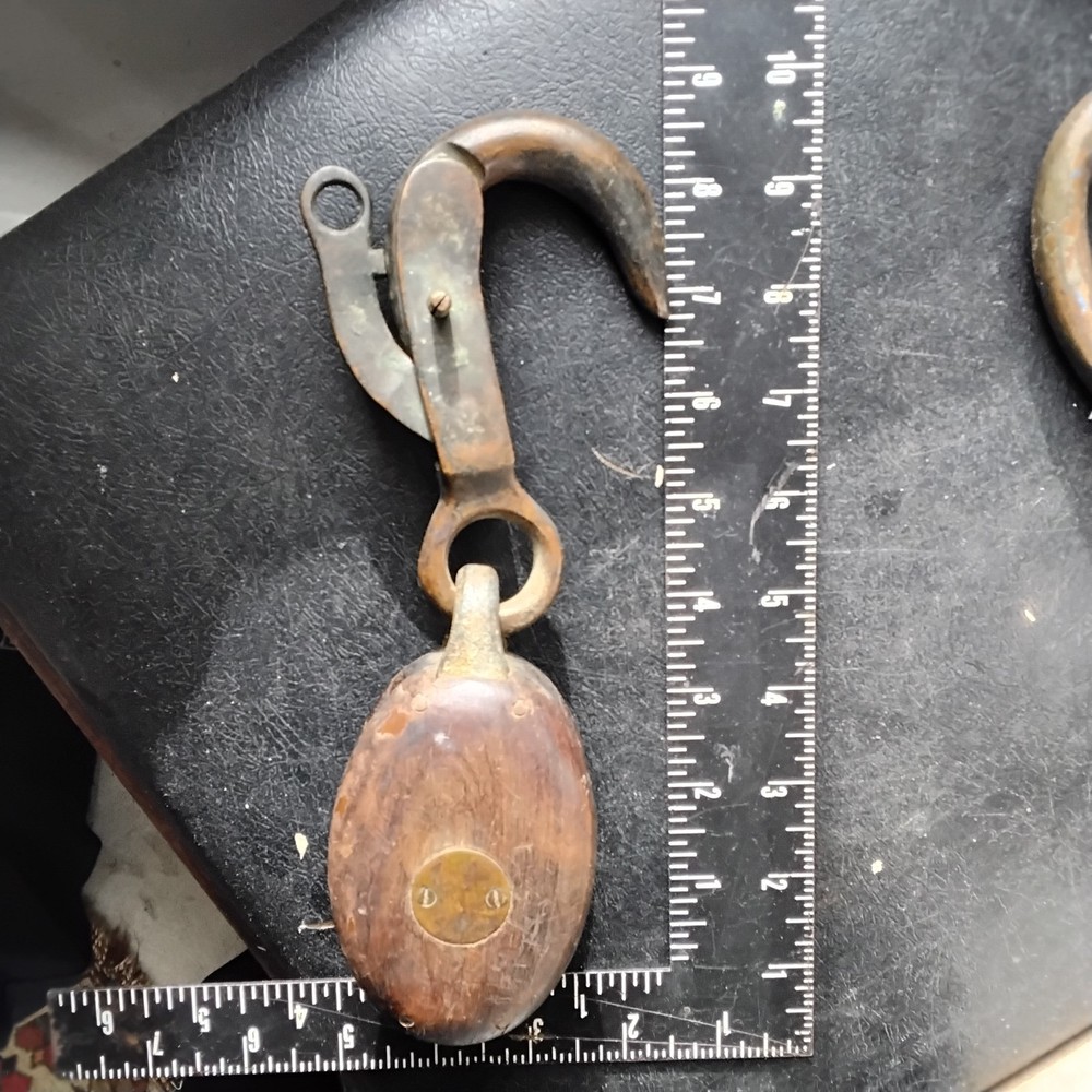 Antique  anchor trip hook ,and pully