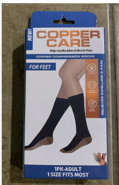 COPPER CARE Compression Socks I Pair/Adults/One Size Fits Most
