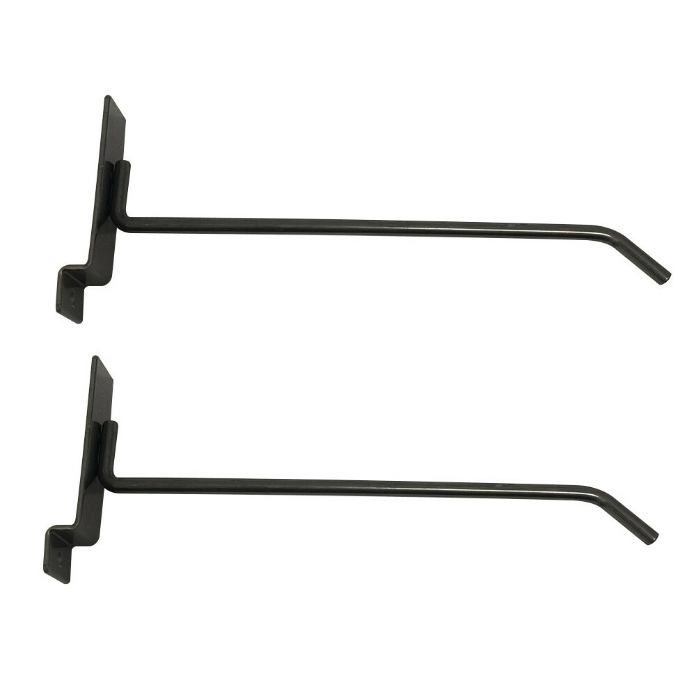 8" Raw Steel Slatwall Panel Hooks Display Hooks,Single Rod Hooks - Pack 2
