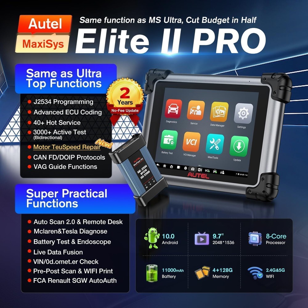 2025 Autel MaxiSys Elite II PRO As MS909 Diagnostic Scan Programming Key Coding