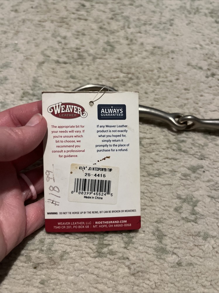 Weaver leather O-Ring snaffle Bit Stage 1 - 4-1/4” NWT