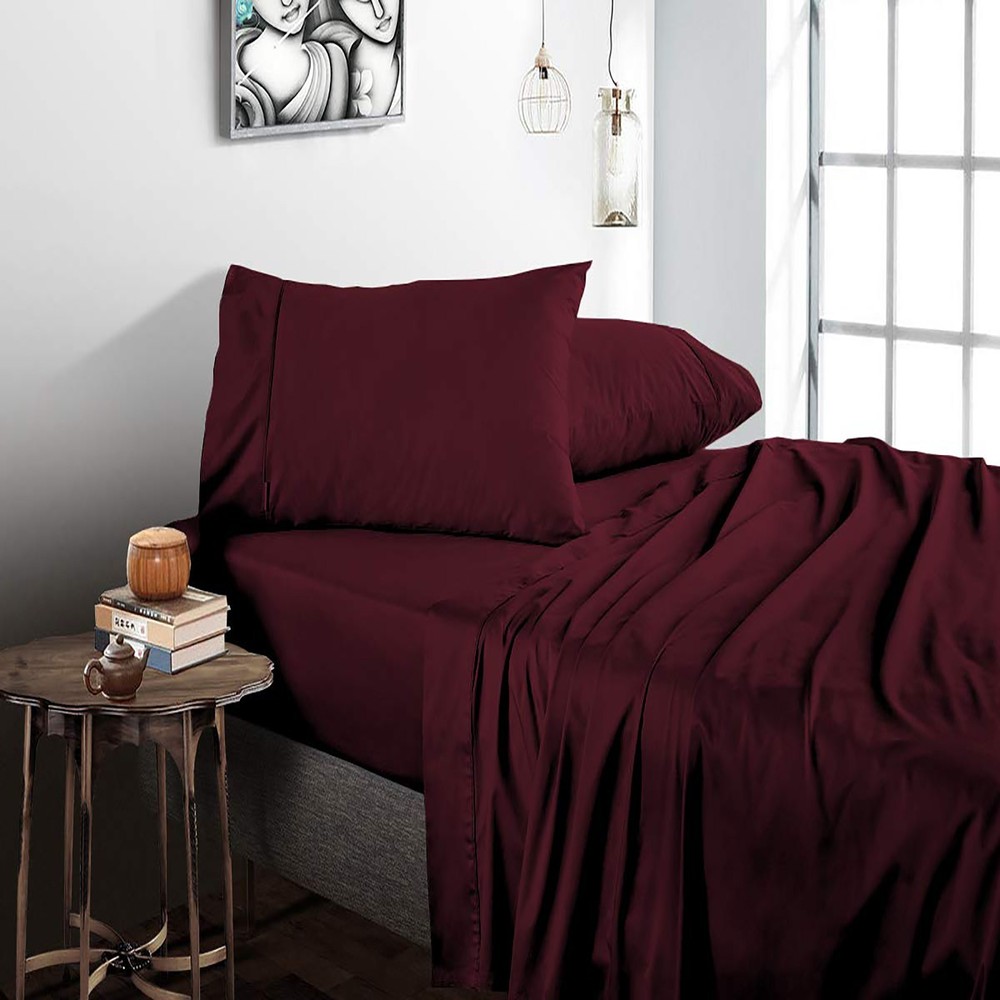 Soft Bedding 1000 - 1200 Thread Count Egyptian Cotton Wine Solid Select Item