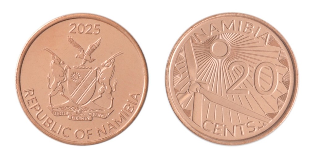 Namibia 20 Cents, 2025, N #482687, Mint