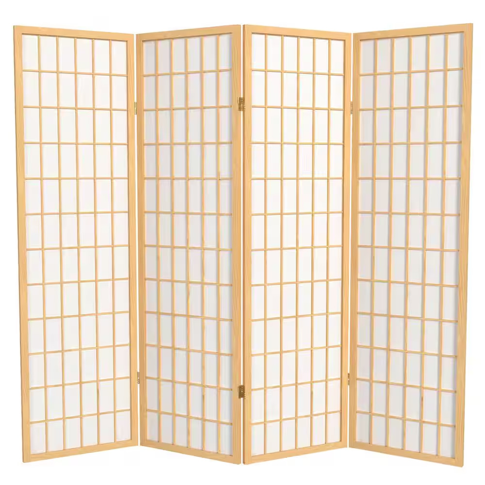 5 Ft. Natural 4-Panel Room Divider