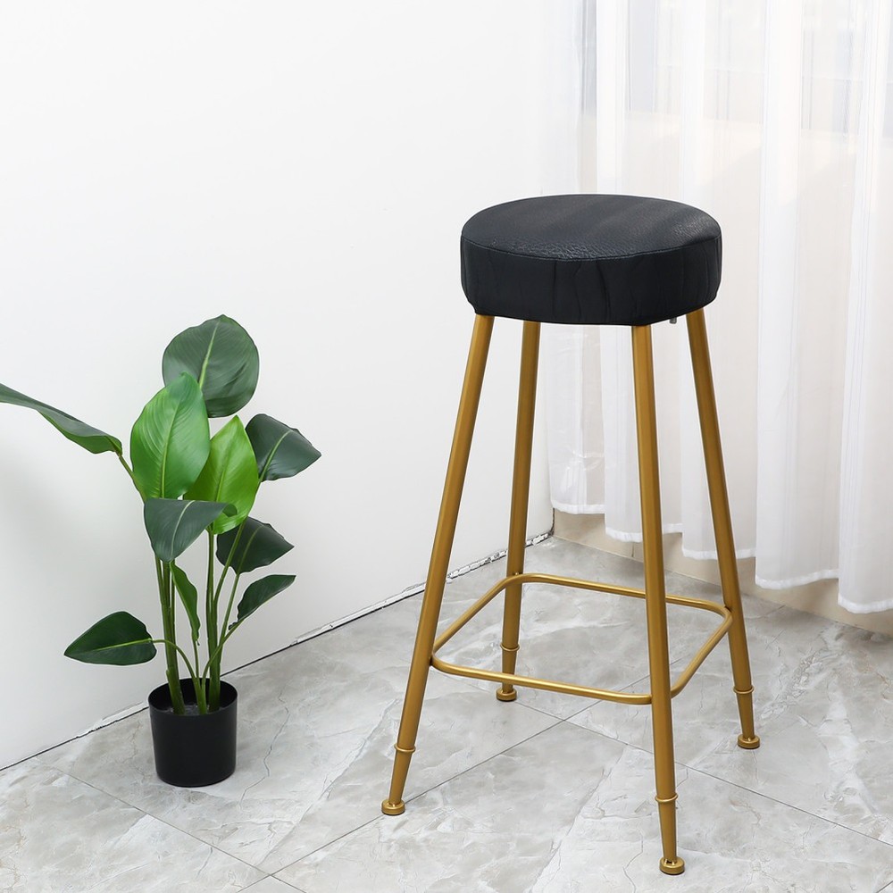 Practical Black Round Chair Cover Elastic Sponge Padding Stool Cushion Protector