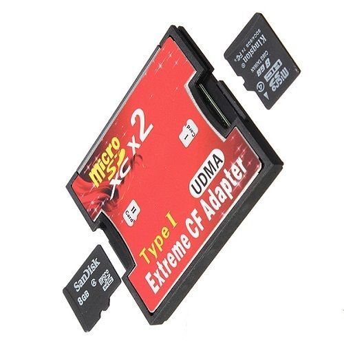 Dual Slot Micro SD TF to CF Adapter Extreme Compact Flash Type I Card Converter