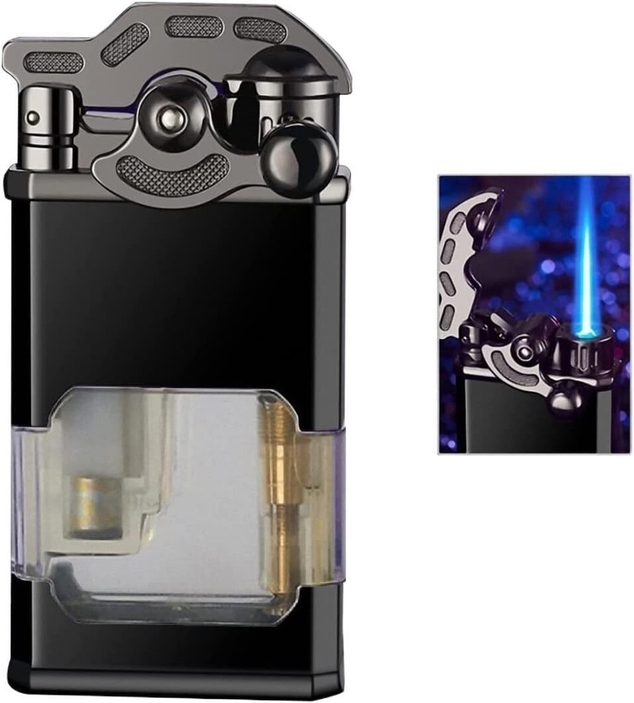 Butane Torch Lighter, Rocker Arm Lighter, Windproof Refillable w/ Visible Window