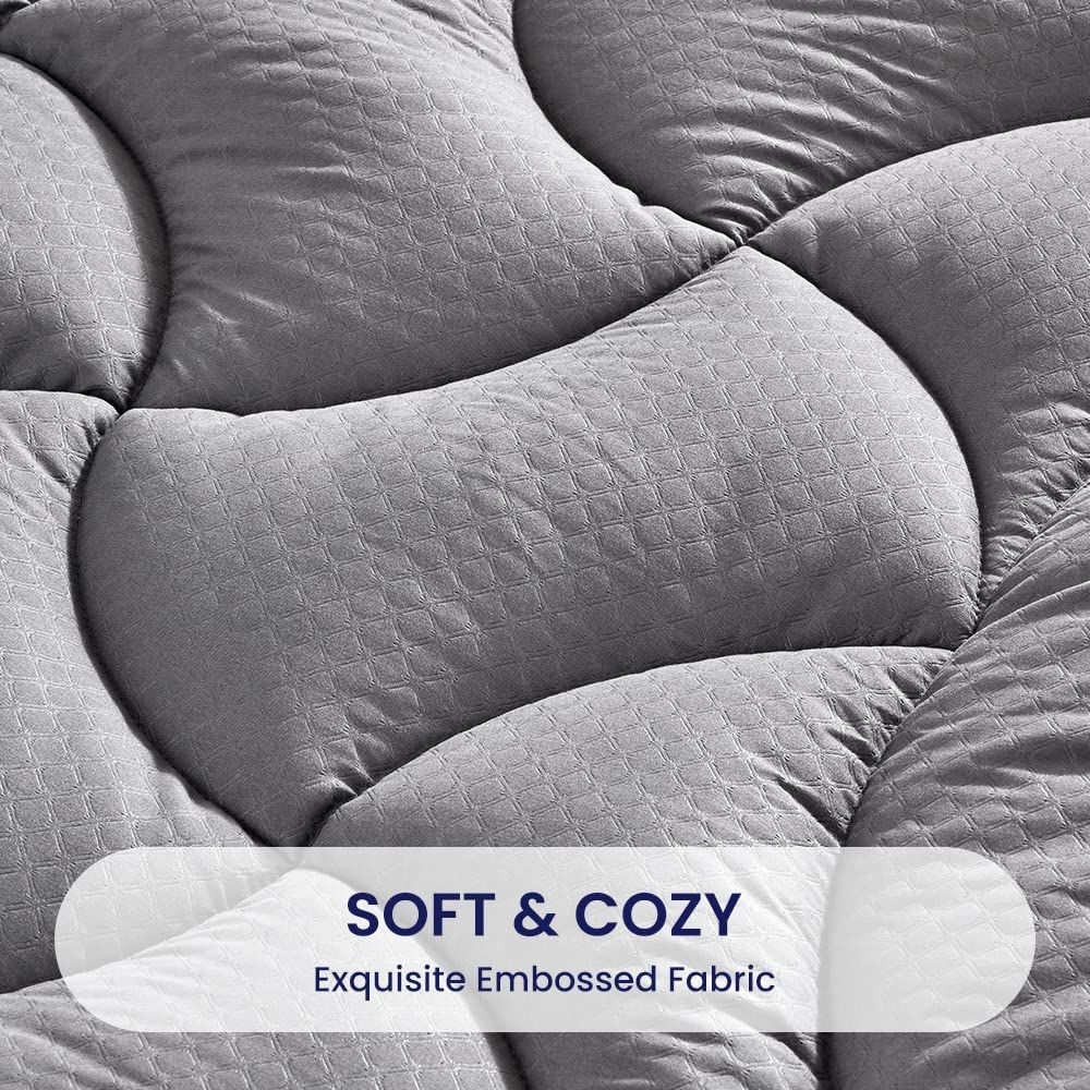 SLEEP ZONE Grey Waterproof Mattress Pad Full Full,
