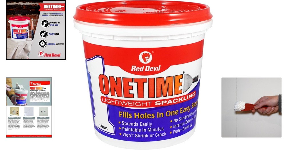 Versatile 1 Quart White Spackling Compound for Quick Wall Repairs - No Sanding