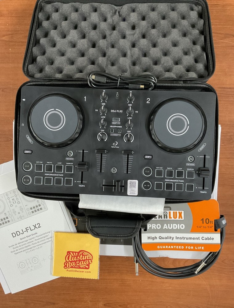 AlphaTheta DDJ-FLX2 Double Deck DJ Controller, Performance Pads, USB, Black