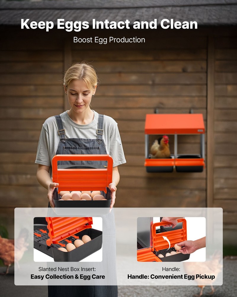 VEVOR Chicken Nesting Boxes Chicken Laying Boxes 2 Compartments for Laying Eggs