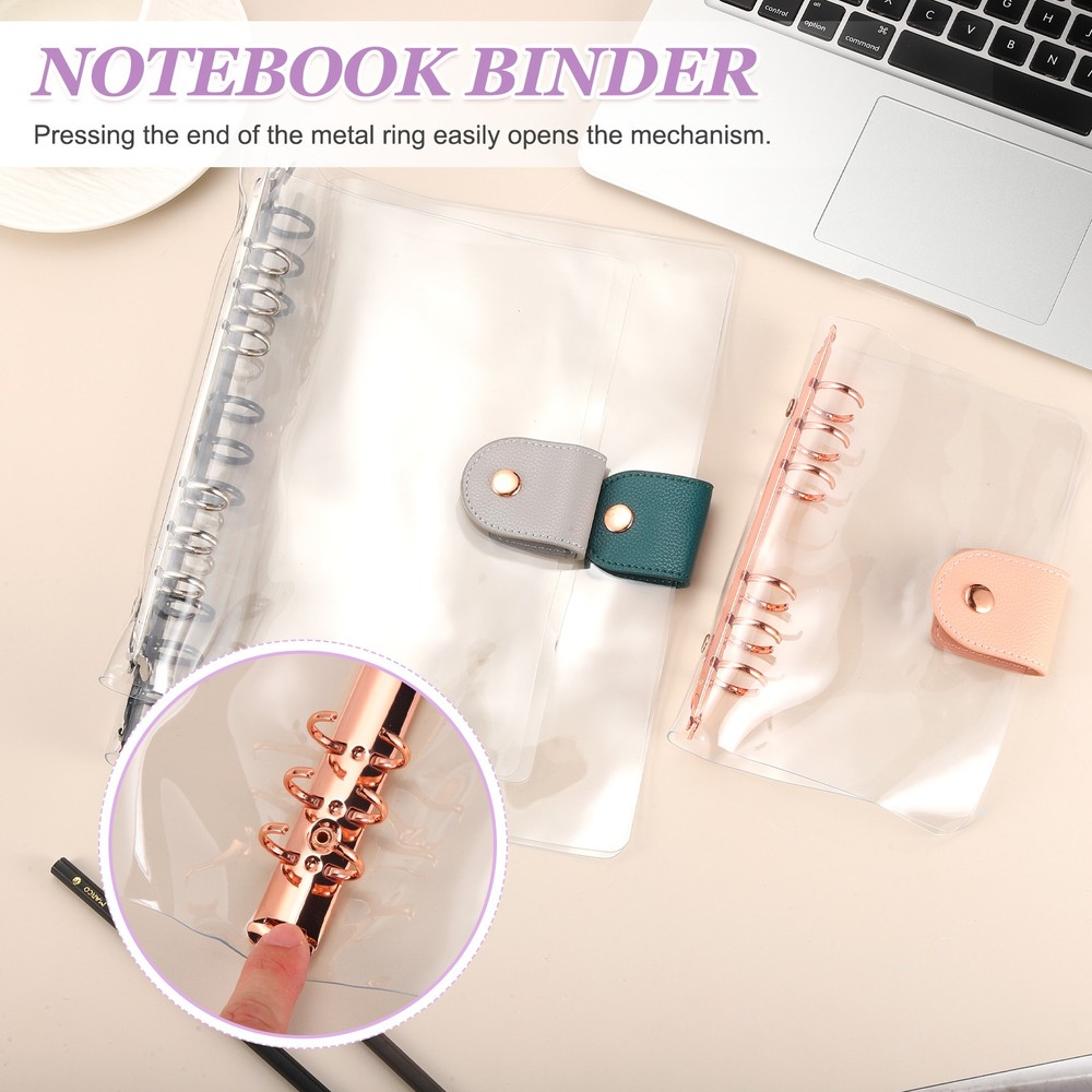 A5 Clear Notebook Binder, 6-Ring Refillable Planner Cover Binder, Gray