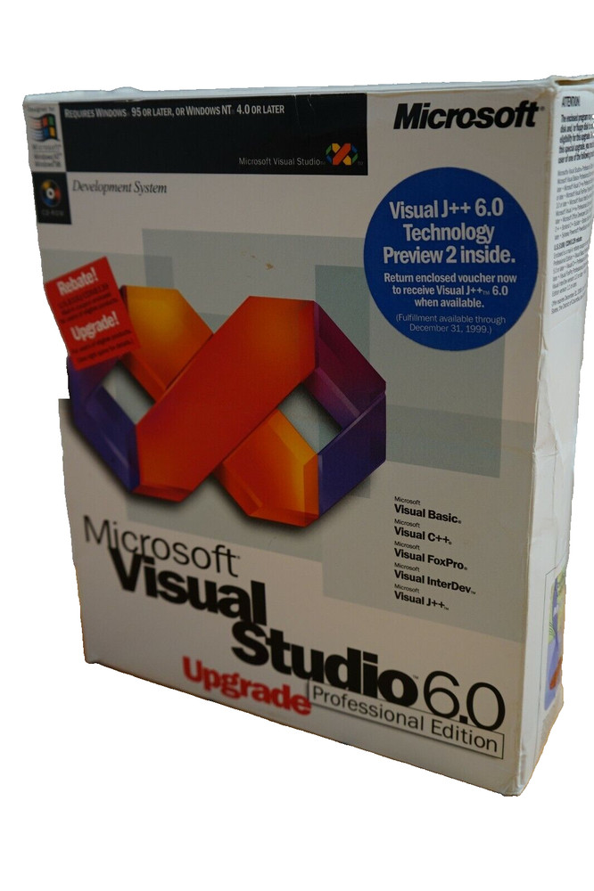 Microsoft Visual Studio Professional 6.0 UPGRADE or FULL VERSION WIN 95 thru 11