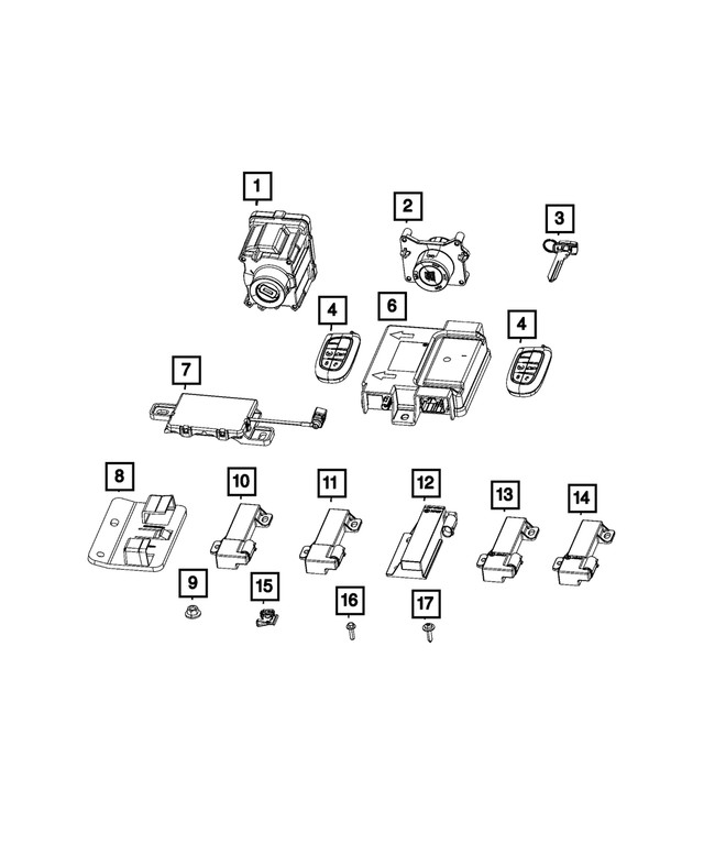 Genuine Mopar Integrated Key Fob Transmitter Export 68508736AA